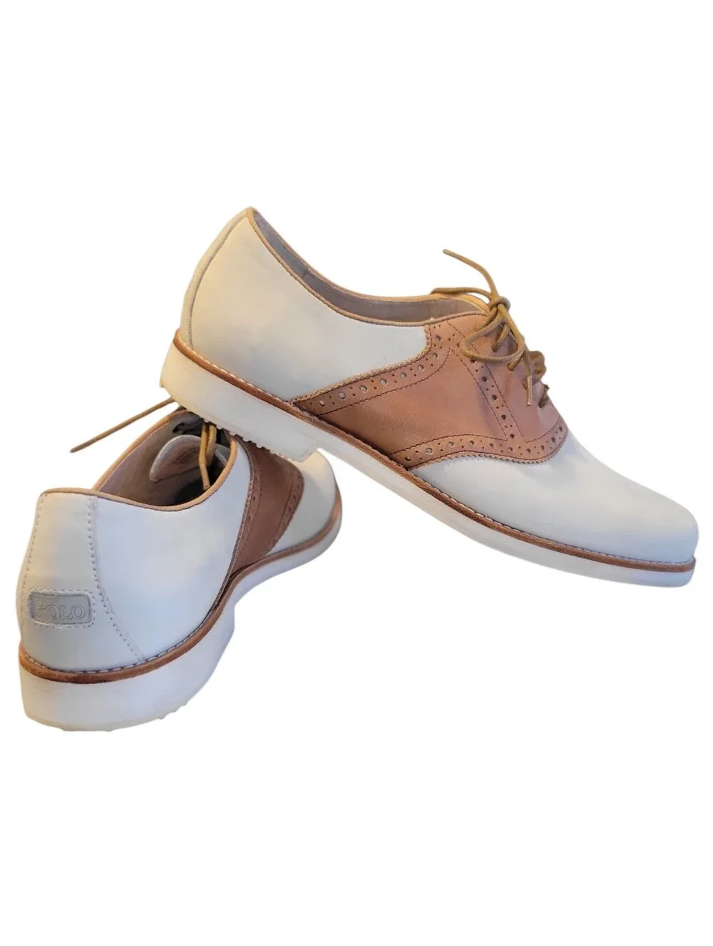 Polo Ralph Lauren Two-Tone Leather Saddle Shoes Men's Size 10.5 Classic Oxford